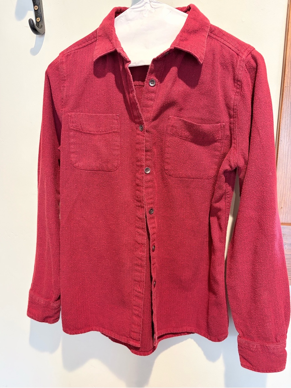 Woolrich Red Herringbone Button-Up Shirt
